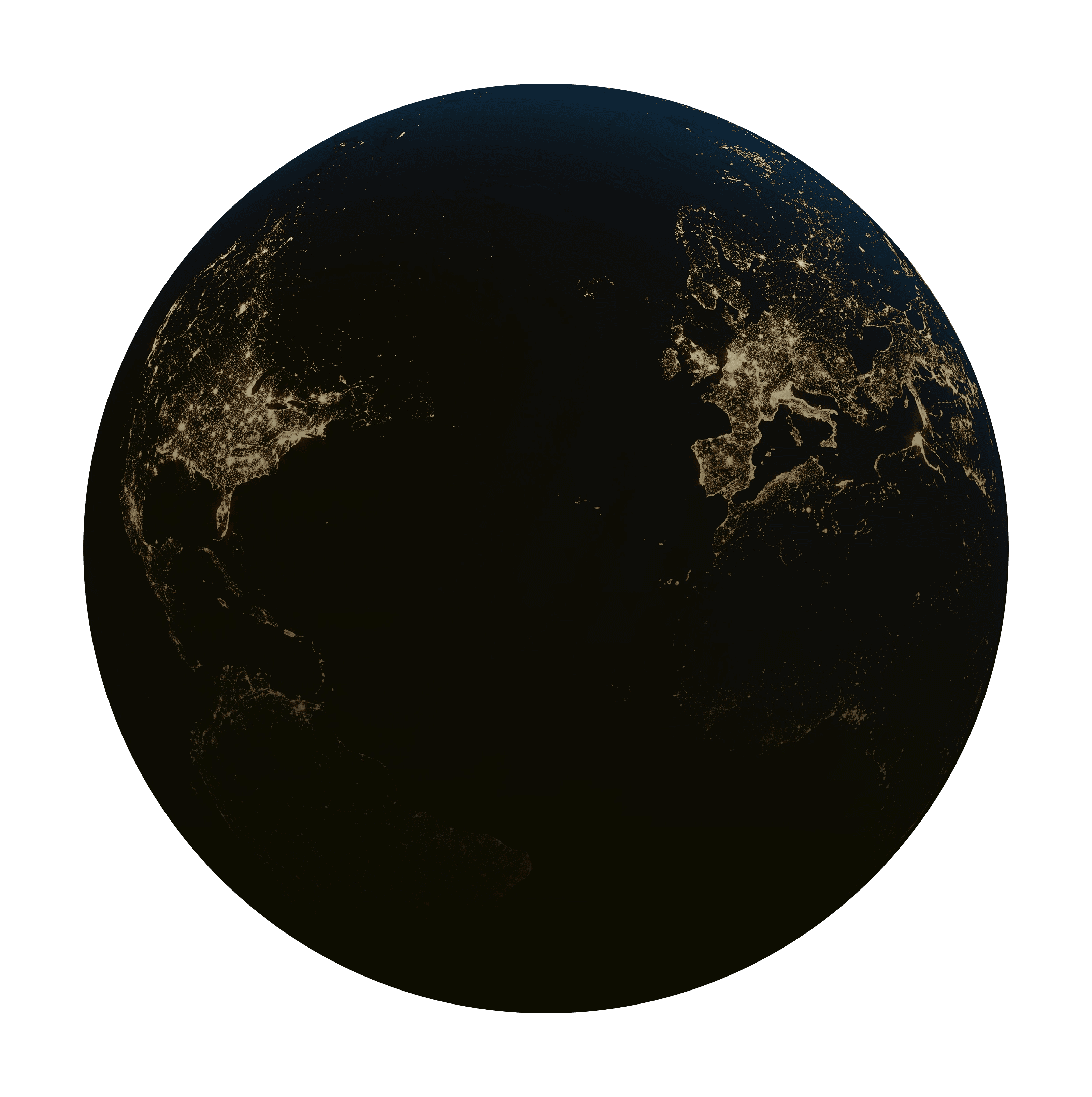 Glowing Earth at night with illuminated cities, symbolizing global connectivity, innovation, and technological impact.